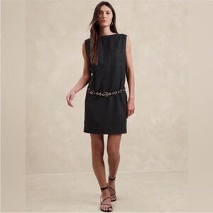 NWT Banana Republic Black Hemp Cotton Shift Tank Boxy Pocket Dress Size XXL